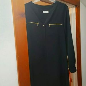 Calvin Klein Mandarin collar exposed zip dress